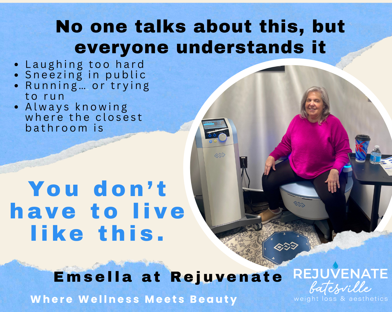 Woman sitting on emsella 