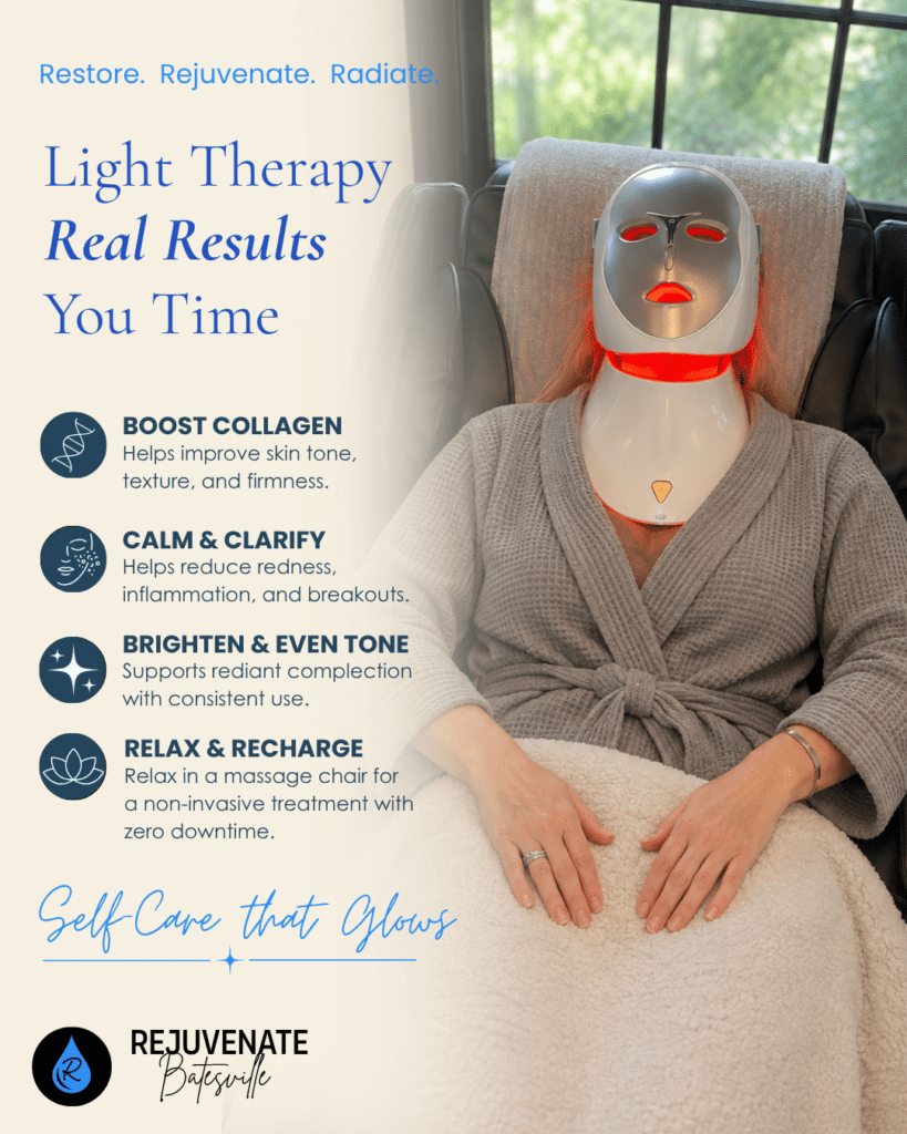 LED light therapy for skin rejuvenation at Rejuvenate Batesville