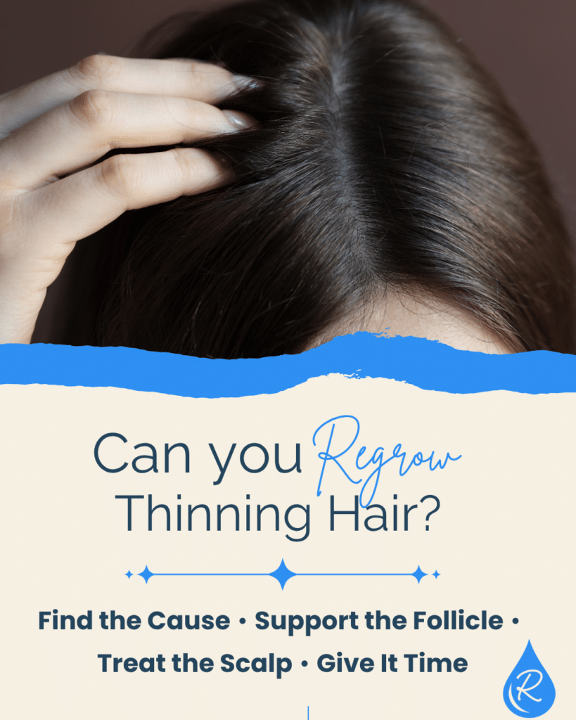 Can You Regrow Thinning Hair? What Actually Helps 1 Woman with thinning hair and visible scalp – hair regrowth treatment options